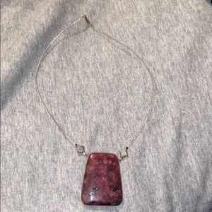Large dark pink marble pendant necklace